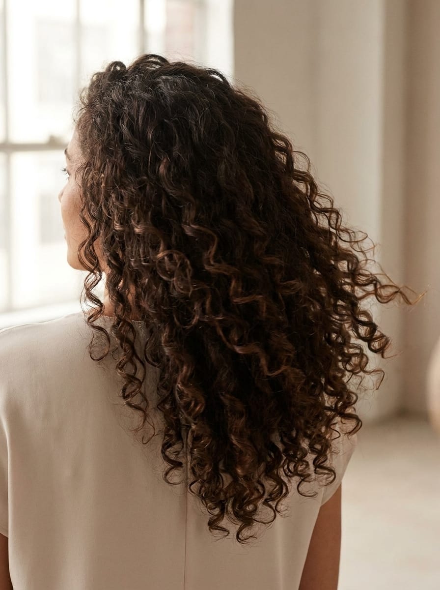 V-Cut für mehr Bewegung in den Längen - Locken Frisur für lange Haare